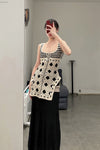 SWAYING/KNIT Embroidered Crochet Vest with Bandeau White/Black SW22SST57